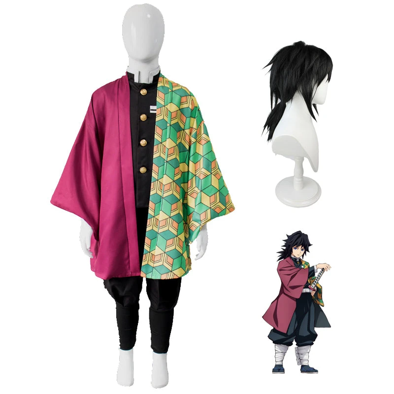 Kids Version Anime Giyu Tomioka Costume Child Boys Girls Cosplay Costume Set 4 Kids Version Anime Giyu Tomioka Costume Child Boys Girls Cosplay Costume Set - Image 2