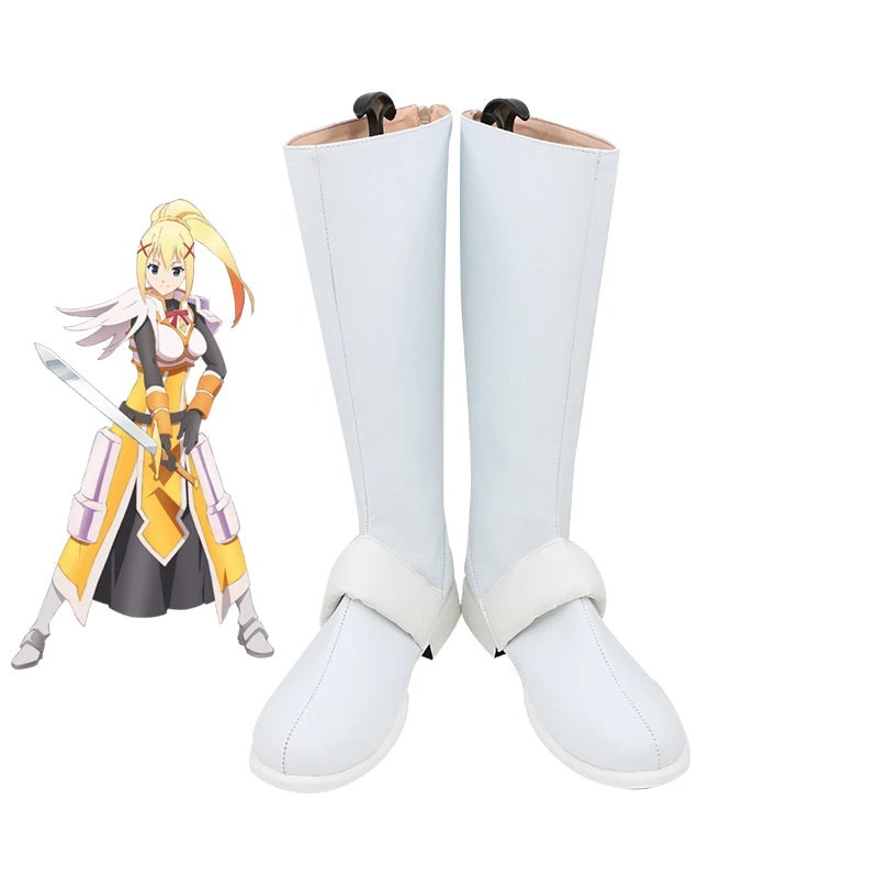 KonoSuba: God's Blessing On This Wonderful World! Darkness Cosplay Shoes White Boots 3 KonoSuba: God's Blessing On This Wonderful World! Darkness Cosplay Shoes White Boots