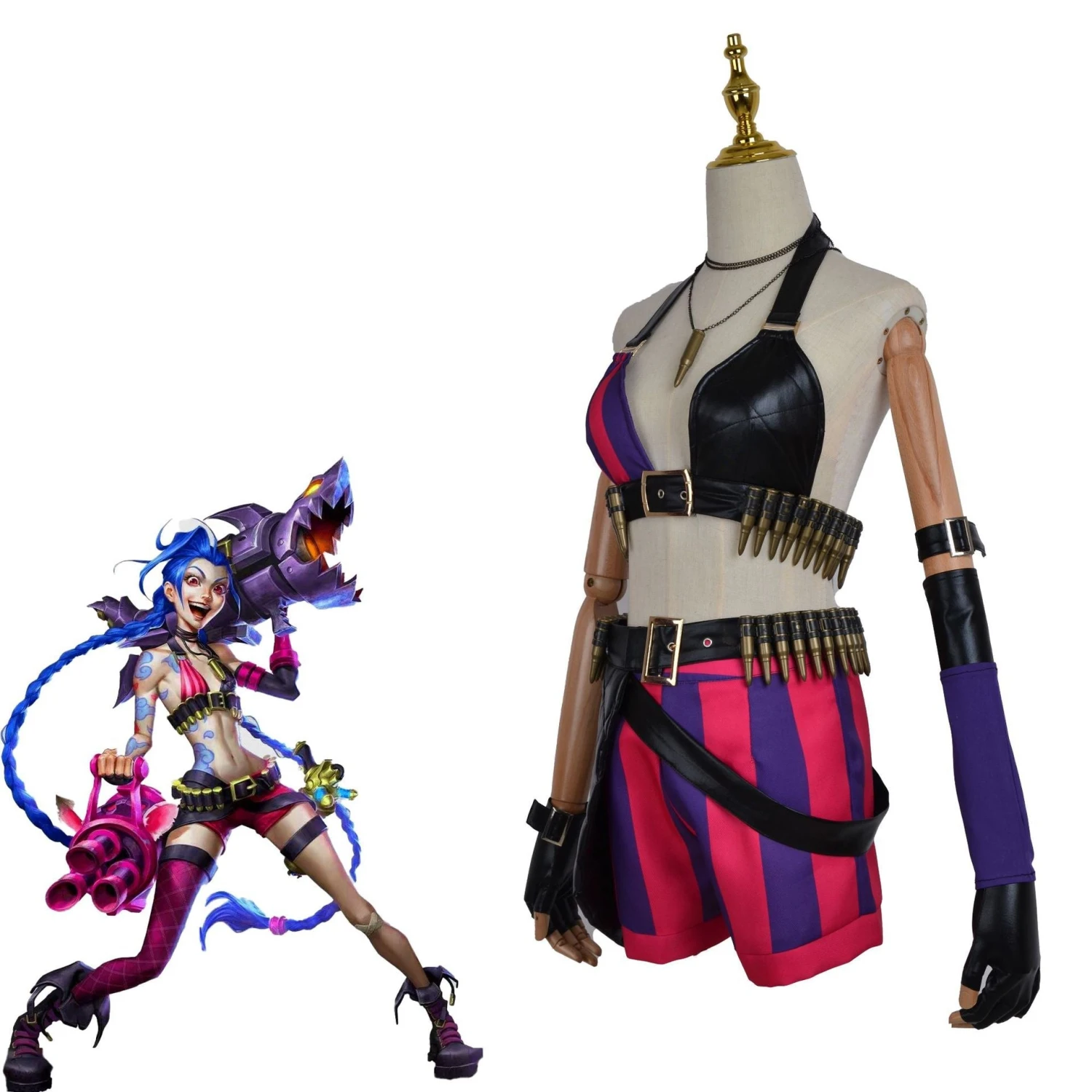 League Of Legends Costume Arcane Jinx Whole Set Cosplay Costume And Wigs Suit Cosplay Outfit 4 League Of Legends Costume Arcane Jinx Whole Set Cosplay Costume And Wigs Suit Cosplay Outfit - Image 2