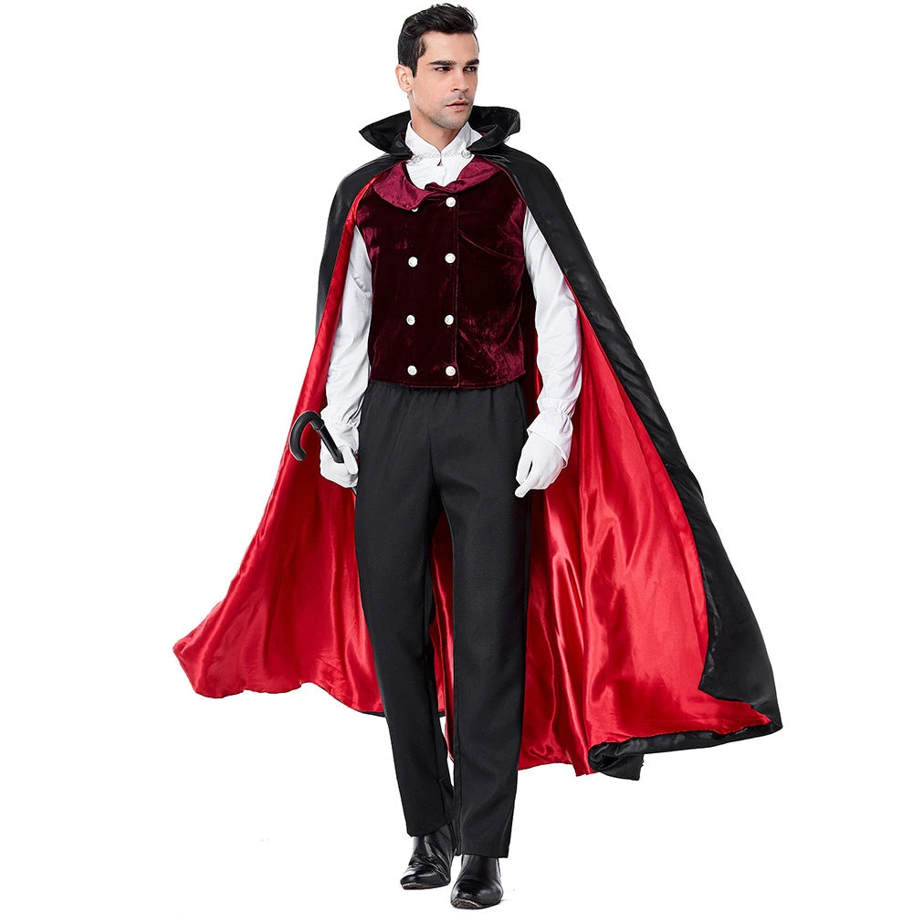Men Gothic Vampire Dracula Count Cosplay Costume For Halloween Party Performance 5 Men Gothic Vampire Dracula Count Cosplay Costume For Halloween Party Performance - Image 3