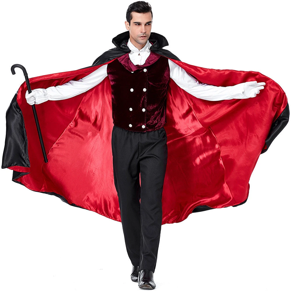 Men Gothic Vampire Dracula Count Cosplay Costume For Halloween Party Performance 6 Men Gothic Vampire Dracula Count Cosplay Costume For Halloween Party Performance - Image 4