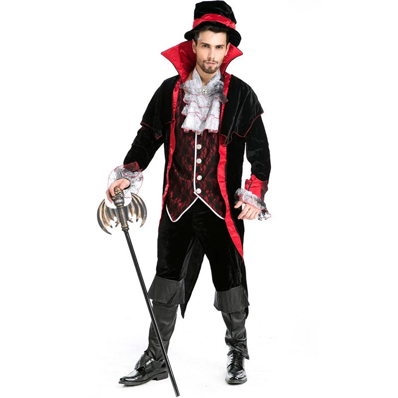 Men Vampire Gothic Count Cosplay Costume For Halloween Party Performance 6 Men Vampire Gothic Count Cosplay Costume For Halloween Party Performance - Image 4