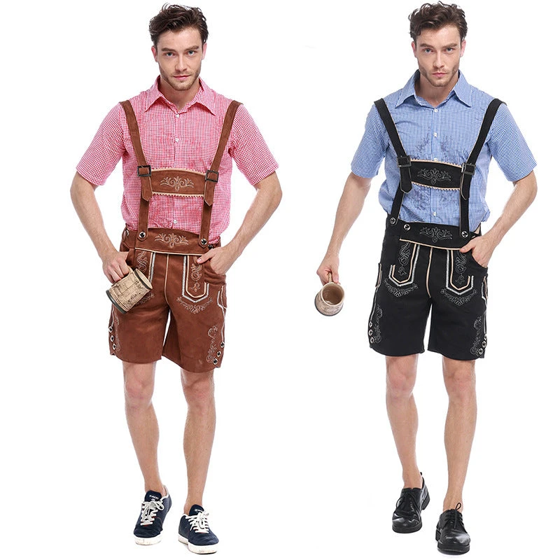 Men's German Bavarian Oktoberfest Deluxe 2 Pieces Lederhosen Guy Costume