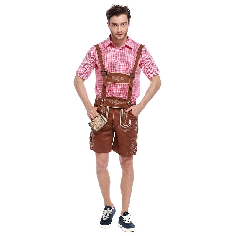 Men's German Bavarian Oktoberfest Deluxe 2 Pieces Lederhosen Guy Costume - Image 3
