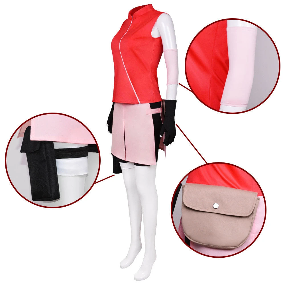 Anime Haruno Sakura 2nd Generation Cosplay Costume Full Set 4 Anime Haruno Sakura 2nd Generation Cosplay Costume Full Set - Image 2