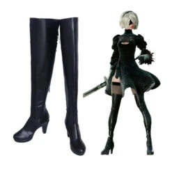 Nier: Automata YoRHa No.2 Type B 2B Cosplay Boots Black Boots