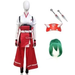 Overwatch 2 Kiriko Kamori Cosplay Costume With Headgear Wigs And Props Halloween Costume Set