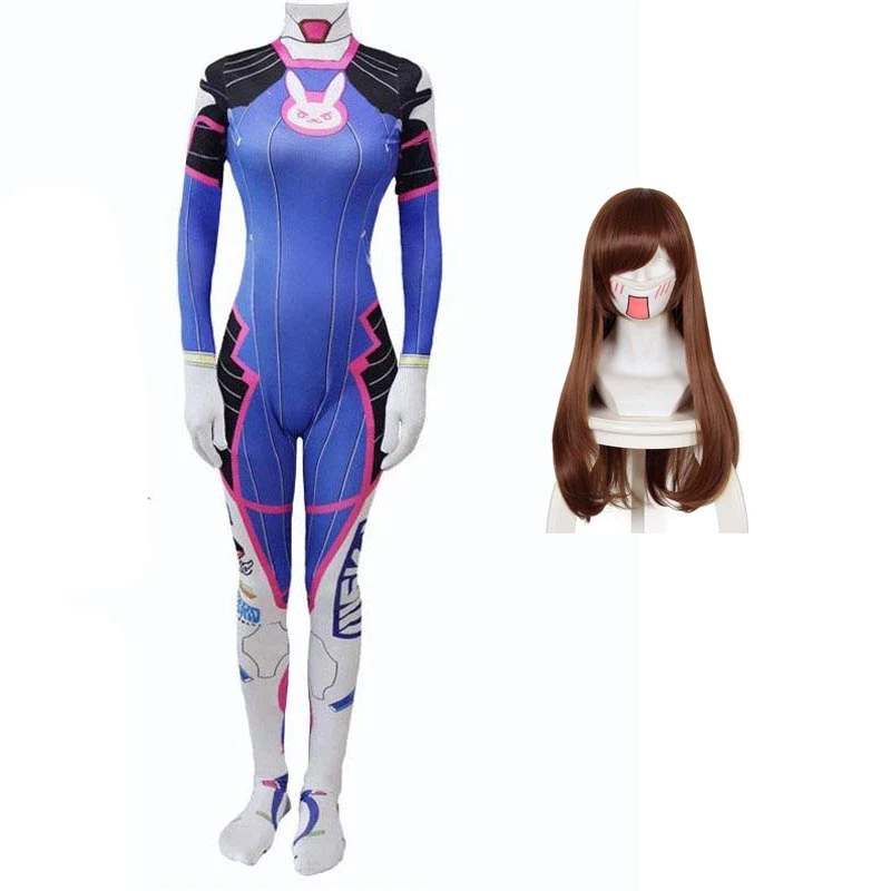 Overwatch D.Va Hana Song Cosplay Costume Jumpsuit With Wigs 3 Overwatch D.Va Hana Song Cosplay Costume Jumpsuit With Wigs