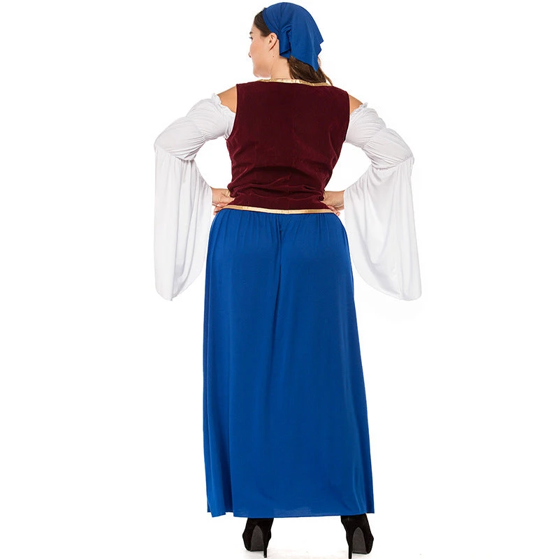 Plus Size Blue And White Pirate / German Beer Costume Halloween/Stage Performance/Party - Image 5