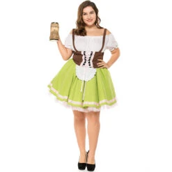 Plus Size Women Beer Festival Oktoberfest Green Waitress Maid Party Costume -Procosplayshop Plus Size Women Beer Festival Oktoberfest Green Waitress Maid Party Costume 3