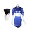Street Fighter Chun Li Cosplay Costume Blue Cheongsam Costume With Wigs Full Set -Procosplayshop StreetFighterChunLiCosplayCostumeBlueCheongsamCostumeWithWigsFullSet