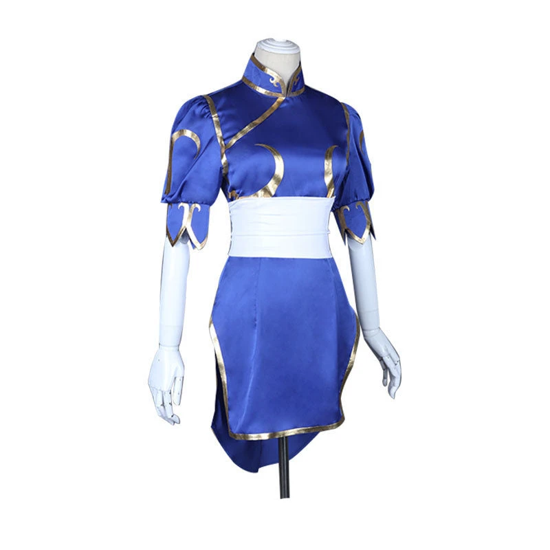 Street Fighter Chun Li Cosplay Costume Halloween / Party Cheongsam Costume Blue Version 4 Street Fighter Chun Li Cosplay Costume Halloween / Party Cheongsam Costume Blue Version - Image 2