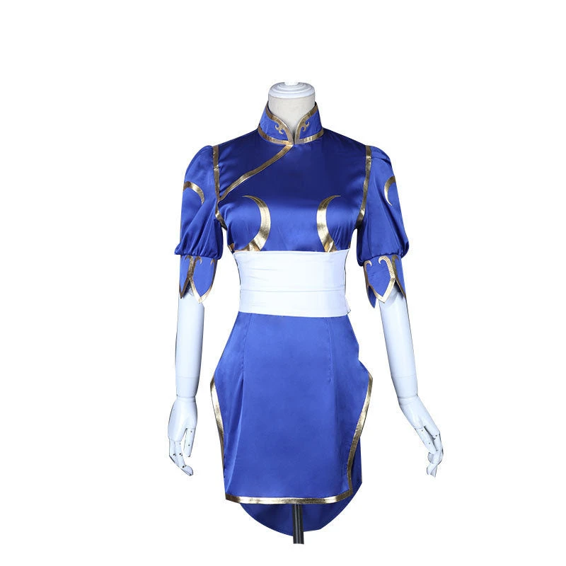 Street Fighter Chun Li Cosplay Costume Halloween / Party Cheongsam Costume Blue Version 3 Street Fighter Chun Li Cosplay Costume Halloween / Party Cheongsam Costume Blue Version