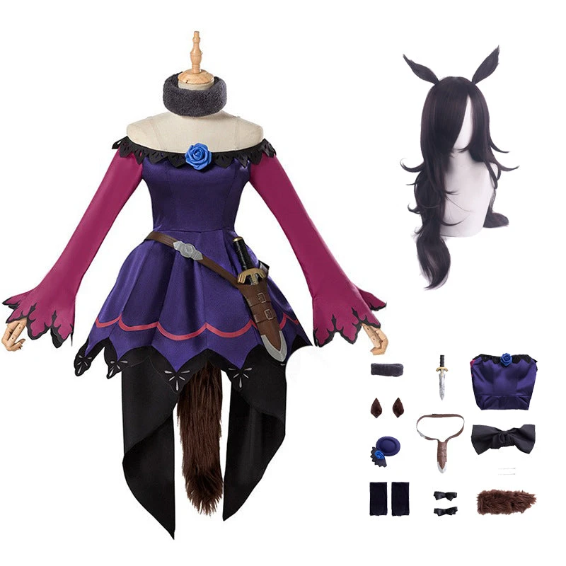 Uma Musume: Pretty Derby Cosplay Rice Shower Cosplay Costume Dress+Tail+Hat+Props 3 Uma Musume: Pretty Derby Cosplay Rice Shower Cosplay Costume Dress+Tail+Hat+Props