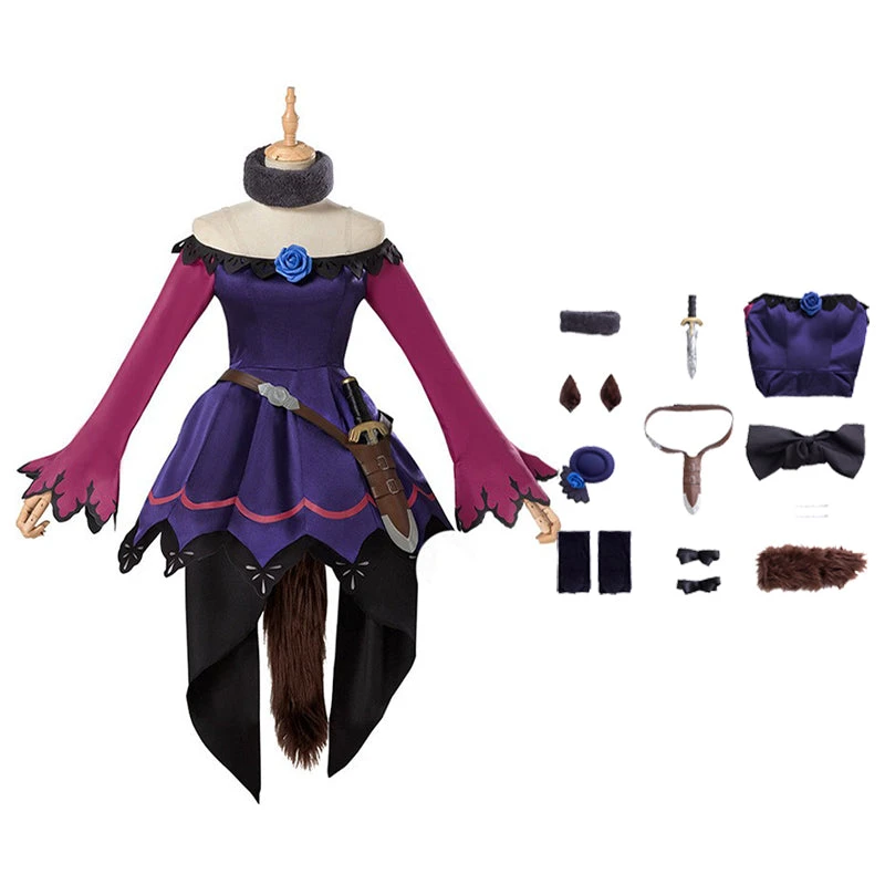 Uma Musume: Pretty Derby Cosplay Rice Shower Cosplay Costume Dress+Tail+Hat+Props 4 Uma Musume: Pretty Derby Cosplay Rice Shower Cosplay Costume Dress+Tail+Hat+Props - Image 2