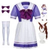 Uma Musume: Pretty Derby Tokai Teio Shcool Uniform Costume+Wigs Whole Set Halloween Carnival Costume -Procosplayshop UmaMusumePrettyDerbySchoolUniformCostumeCosplayDressHalloweenCostume1 1