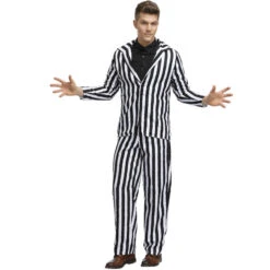 Unisex Black And White Strip Clown Suit Cosplay Costume -Procosplayshop Unisex Black and White Strip Clown Suit Cosplay Costume 2