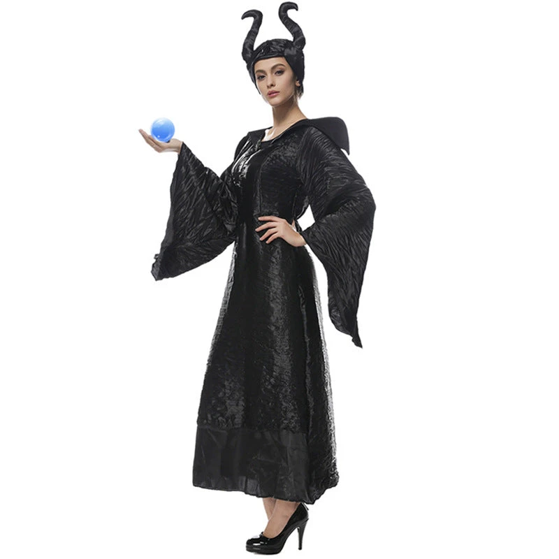Women Deluxe Maleficent Vampire Black Gown Cosplay Costume Dress For Halloween Party Performance - Image 3