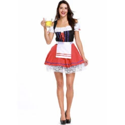Women Bavarian Beer Festival Oktoberfest Bar Waiter Costume Dress