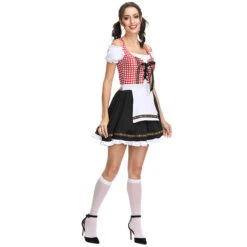 Women Bavarian Beer Festival Oktoberfest Red Plaid Party Costume Waitress Maid Costume -Procosplayshop Women Bavarian Beer Festival Oktoberfest Red Plaid Party Costume Waitress Maid Costume 3