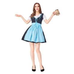 Women Bavarian Beer Oktoberfest Blue Party Maid Dress Costume -Procosplayshop Women Bavarian Beer Oktoberfest Blue Party Dress Costume 3