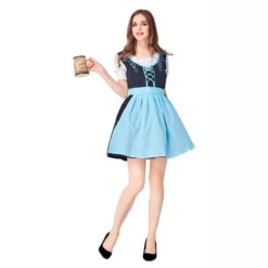 Women Bavarian Beer Oktoberfest Blue Party Maid Dress Costume -Procosplayshop Women Bavarian Beer Oktoberfest Blue Party Dress Costume 4