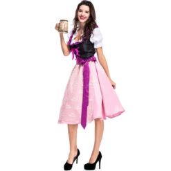 Women Bavarian Beer Oktoberfest Pink Dress Party Costume -Procosplayshop Women Bavarian Beer Oktoberfest Pink Dress Party Costume 3