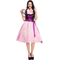 Women Bavarian Beer Oktoberfest Pink Dress Party Costume -Procosplayshop Women Bavarian Beer Oktoberfest Pink Dress Party Costume 4