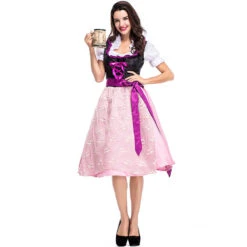 Women Bavarian Beer Oktoberfest Pink Dress Party Costume -Procosplayshop Women Bavarian Beer Oktoberfest Pink Dress Party Costume 5