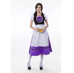 Procosplayshop -Procosplayshop Women Beer Festival Oktoberfest Bavarian Traditional Costume Purple Dress 1