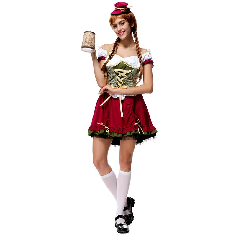 Women Oktoberfest Bavarian Beer Festival Costume Party Waitress Maid Costume Uniform - Image 2