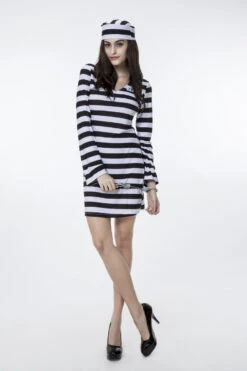 Women Prisoner Costume Short Sexy Dress -Procosplayshop Women Prisoner Costume Short Sexy Dress 1