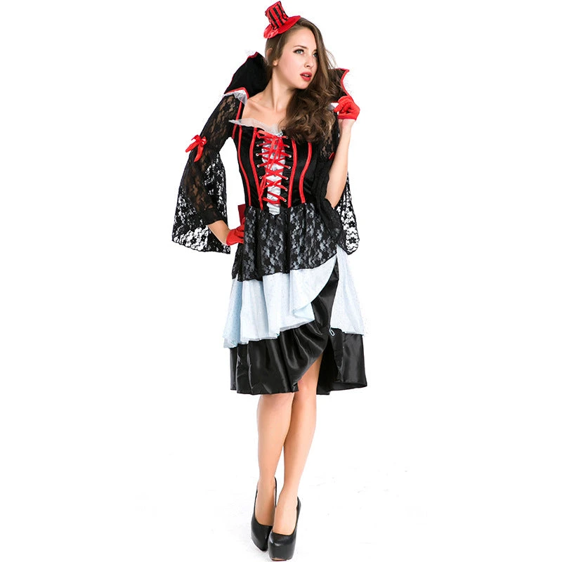 Women Vampire Classic Countess Cosplay Costume Dress For Halloween Party Performance
