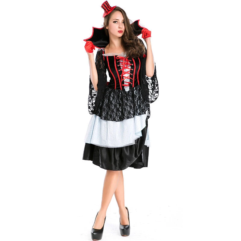Women Vampire Classic Countess Cosplay Costume Dress For Halloween Party Performance - Image 4