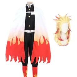 Anime Kyojuro Rengoku Costume With Wigs Full Set Halloween Costume Outfit Set